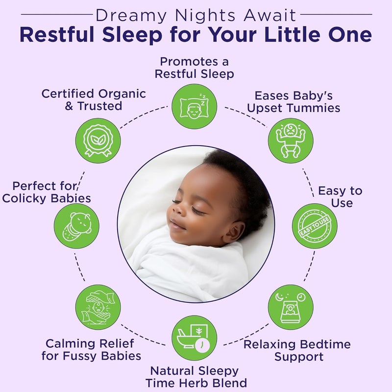 Wellements Organic Nighttime Gripe Water for Babies 1 Month+ (4 Fl Oz) - Baby Gripe Water for Bedtime Relief Gas, Colic & Fussiness - Herbs Promote a Peaceful Night’s Sleep - USDA Certified & Non GMO - Image 5